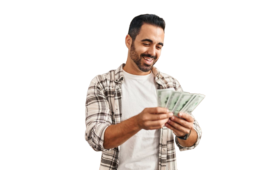 Credit Card Fee Savings Calculator - Draft man-counting-money-in hands